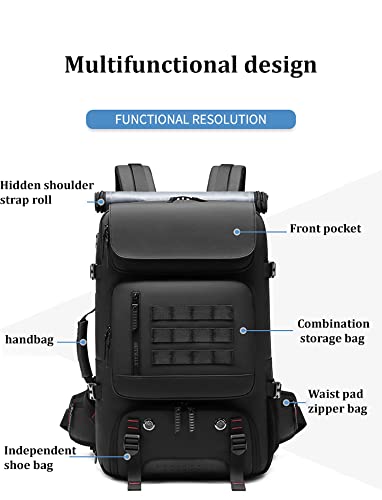 Men travel backpack,waterproof 17 inch Business Laptop Backpack with Separate Shoe Bag,Hidden USB charging port 50L outdoors trekking backpack For woman, Hiking camping backpack