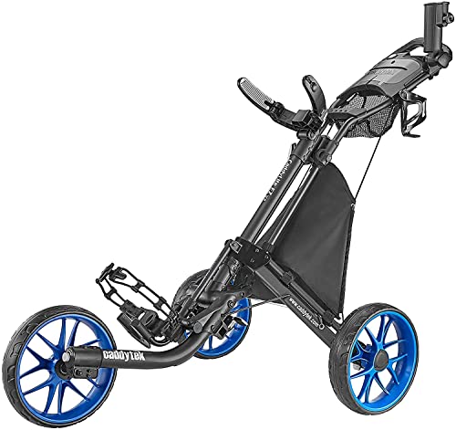 caddytek CaddyLite EZ Version 8 3 Wheel Golf Push Cart - Foldable Collapsible Lightweight Pushcart with Foot Brake - Easy to Open & Close, blue, one size