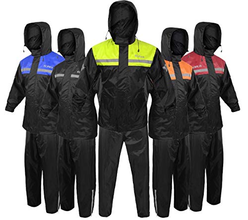 Alpha Cycle Gear Rain Suit for Men & Women Jackets Pant Gear Reflective Rainsuit Waterproof (GREEN, SMALL)