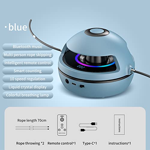 Electronic Fitness Jump Rope Portable Motorized Rope Skipping Hopper Game No-Rope Design, Having Fun Exercising with Smart Jump Rope Machine Equipped with 10 Speeds & Jump Counter（Blue）