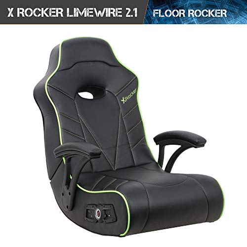 X Rocker Limewire 2.1 BT Floor Rocker Gaming Chair, 36.2" x 20.8" x 31.5", Black/Green