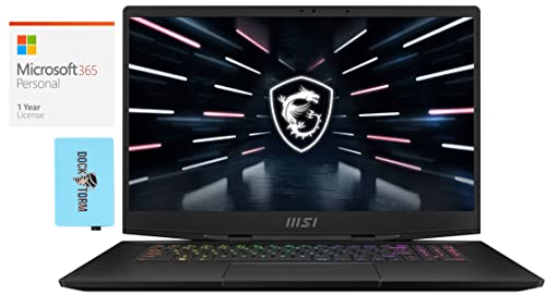 MSI Stealth GS77 -17 Gaming Laptop (Intel i7-12700H 14-Core, 64GB DDR5 4800MHz RAM, 2x8TB PCIe SSD RAID 0 (16TB), RTX 3070 Ti, 17.3" 240Hz Win 11 Pro) with MS 365 Personal , Hub