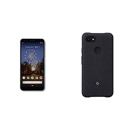 Google - Pixel 3a XL with 64GB Memory Cell Phone (Unlocked) - Clearly White and Google Pixel 3a XL Case, Carbon