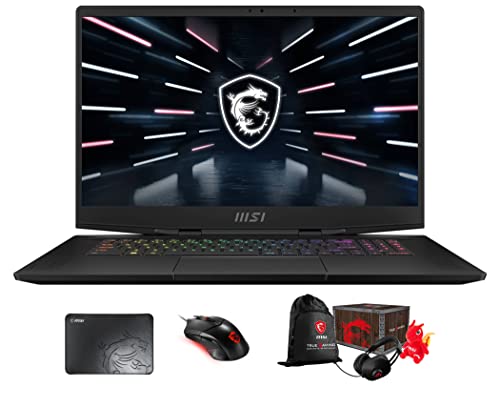 MSI Stealth GS77-17 Gaming & Entertainment Laptop (Intel i9-12900H 14-Core, 64GB DDR5 4800MHz RAM, 2x8TB PCIe SSD RAID 0 (16TB), Win 11 Pro) with Loot Box, Clutch GM08, Pad