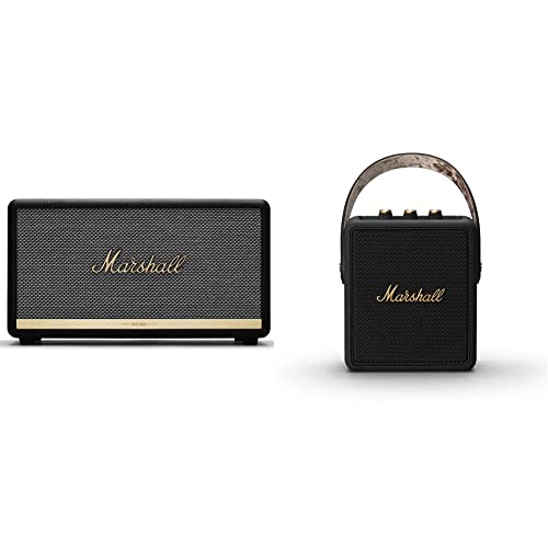Marshall 1002485 Speakers, Bluetooth Black & Marshall Stockwell II Floor Standing Speaker, Bluetooth Black/Brass
