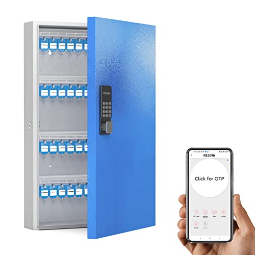 WeHere Key Lock Box (96 Keys Plus) with APP, Large Key Cabinet Wall Mount,Electronic Locking Key Box use OTP/Bluetooth/Fixed Password Unlock, APP Remote Permission Sharing Great for Car Dealership