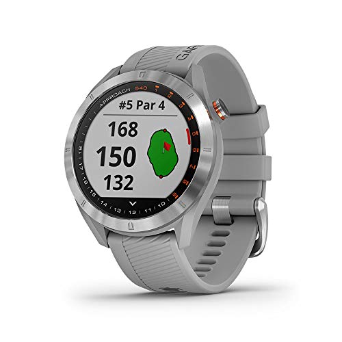 Garmin Approach S40, Stylish GPS Golf Smartwatch, Lightweight with Touchscreen Display, Gray/Stainless Steel with Watch Charging Base, 6Ave Travel & Cleaning Kit