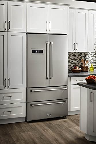 Thor Kitchen Thorkitchen HRF3601F Cabinet Depth French Door Refrigerator, Ice Maker, 36", Stainless Steel