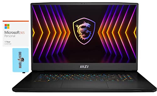 MSI Titan GT77 12UHS Gaming & Entertainment Laptop (Intel i9-12900HX 16-Core, 128GB DDR5 4000MHz RAM, 2x8TB PCIe SSD RAID 1 (8TB), Win 11 Pro) with MS 365 Personal, Hub