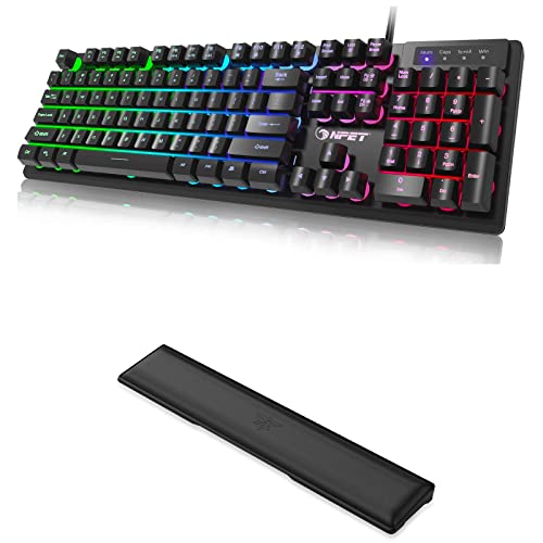NPET K10 Gaming Keyboard and Keyboard Wrist Rest