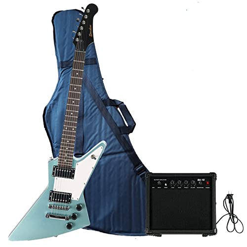 Starshine Explorer 3/4 Size Electric Guitar for Beginner,Kids,Adults as a Gift,Rosewood Fingerboard, Solid Mahogany Body, 10 W Amplifier, Gig Bag (Blue Color)