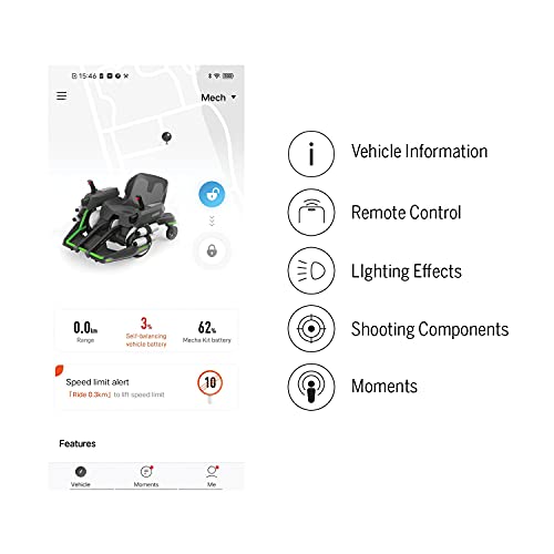 Segway Ninebot Mecha Kit, Applicable to Electric Self-Balancing Scooter, Human-Body Sensor in Joystick, Mobile App Integration (Not Included Ninebot S)