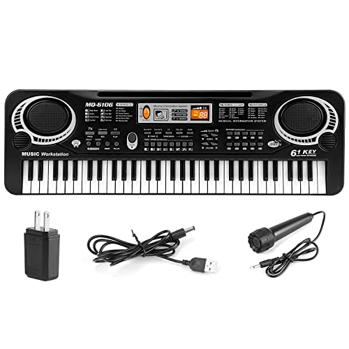 61 Keys Piano Keyboard Digital Music Electronic Keyboard Electric Piano Musical Instrument Kids Learning Keyboard with Microphone For Beginners Kids Girls Boys