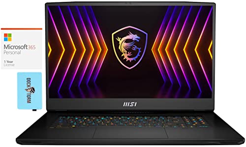 MSI Titan GT77 12UHS Gaming & Entertainment Laptop (Intel i7-12800HX 16-Core, 128GB DDR5 4000MHz RAM, 2x8TB PCIe SSD RAID 0 (16TB), Win 11 Pro) with MS 365 Personal, Hub