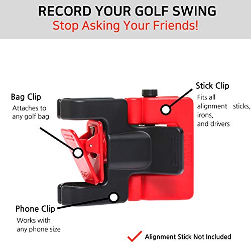 SelfieGOLF Record Golf Swing - Cell Phone Holder Golf Analyzer Accessories | Winner of The PGA Best Product | Selfie Putting Training Aids Works with Any Golf Bag and Alignment Stick