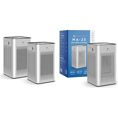 Medify Air MA-25 Air Purifier, 2-Pack, Silver & MA-25 Air Purifier, 1-Pack, Silver