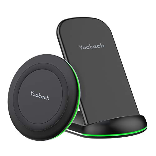 Yootech Wireless Charger, [2 Pack] 10W Max Wireless Charging Pad Stand Bundle, Compatible with iPhone 13/13 Mini/13 Pro Max/SE 2022/12/11/X/8, Galaxy S22/S21/S20/S10,AirPods Pro(No AC Adapter)