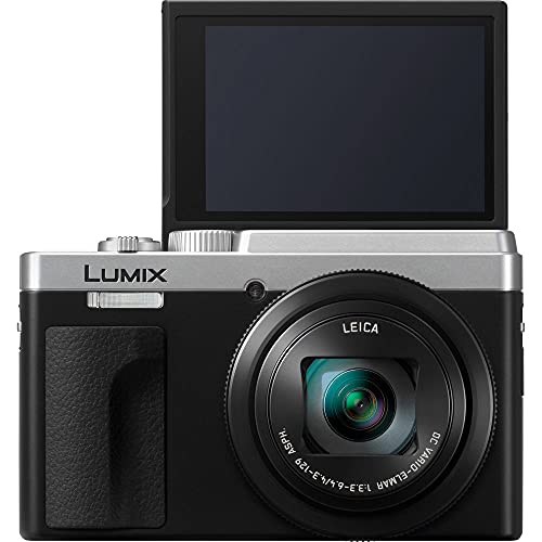 Panasonic Lumix DCZS80 Digital Camera (Silver) (DC-ZS80S) - Bundle - with 256GB Memory Card + DMW-BLE9 Battery + 12 Inch Flexible Tripod + Camera Bag + Cleaning Set + USB Card Reader