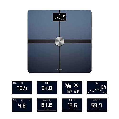 Withings Body+ Wi-Fi Smart Scale for Body Weight with Automatic Smartphone App Sync, Full Body Composition Analyzer Incl. Body Fat, BMI, Water Percentage, Muscle & Bone Mass, Pregnancy Tracker