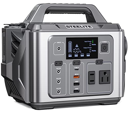 Steelite Roket 300 Portable Power Station 300W, 296Wh Portable Generator with 10-Ports, Solar Generator with 2 AC Outlets Peak 600W, 45W USB-C PD Output for Camping, CPAP, RV, Power Outage