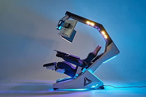 Imperator Works Brand White Structure R1 Pro Computer Chair Racing seat with Massage and Speakers and Support 3 Monitors