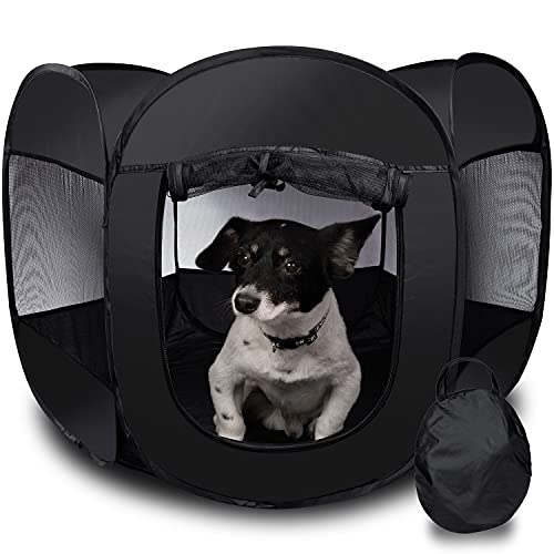 Zone Tech Portable Foldable Pet Playpen Tent – Medium Size Premium Quality Indoor Outdoor Mesh Open Air Exercise Pop-Up Playen Tent for Dogs and Cats