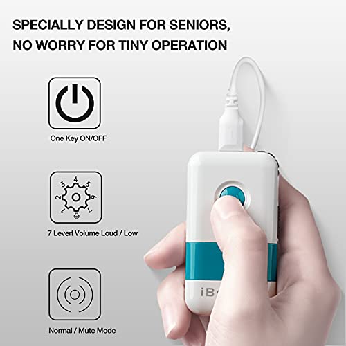 iBstone Powerful Personal Sound Hearing Amplifier, Rechargeable Pocket Hearing Aid for Mild to Severe Hearing Loss, PTK05, Both Ear
