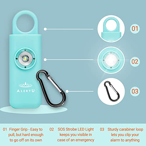 Personal Safety Alarm Keychain for Women - Loud 125 dB Siren, Strobe SOS LED Light - Pocket Size - Air Travel Friendly (Blue)