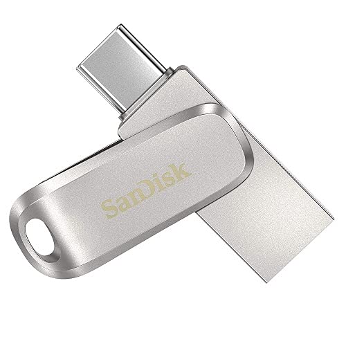 SanDisk 64GB Type-C Ultra Dual Drive Luxe USB 3.1 Flash Drive for Acer Convertible 2-in-1 Laptops Chromebook Spin 713, Aspire 1 (SDDDC4-064G-G46) Gen1 Bundle with (1) Everything But Stromboli Lanyard