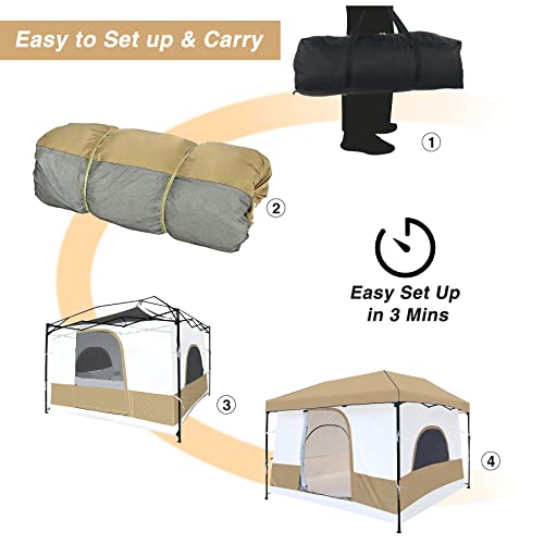 REDCAMP Camping Cube Tent Converts 10' x 10' Pop Up Canopy, Square Tent with Full Floor (Canopy/SHELTER NOT Included)