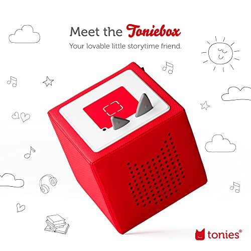 Toniebox Audio Player Starter Set with Woody, Lightning McQueen, Simba, Winnie-The-Pooh, and Playtime Puppy - Listen, Learn, and Play with One Huggable Little Box - Red