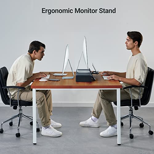 AMERIERGO Monitor Stand, Monitor Riser with Drawer, Computer Monitor Stand for Desk with Tablet Phone Holder, Desk Organizer, Black Monitor Stand Riser for Desktop, Laptop, Printer, PC