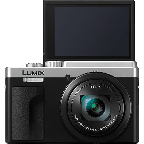 Panasonic Lumix DCZS80 Digital Camera (Silver) (DC-ZS80S) - Bundle - with 128GB Memory Card + DMW-BLE9 Battery + 12 Inch Flexible Tripod + Camera Bag + Cleaning Set + USB Card Reader