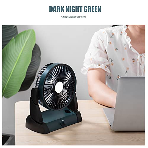 LIHUACHEN Rechargeable Portable Fan, 4000mAh Battery Operated Powered Fan, Outdoor Camping Fan with Light & Hook, Personal USB Desk Fan, for Bedroom, Table, Home, Office, Tent, Travel (GREEN)