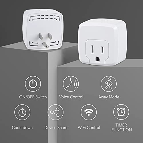 HBN Smart Plug Mini 15A, WiFi Smart Outlet Works with Alexa, Google Home Assistant, Remote Control with Timer Function, No Hub Required, ETL Certified, 2.4G WiFi Only, 4-Pack