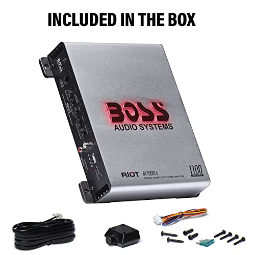 BOSS Audio Systems R1100M-S Riot Series Car Audio Subwoofer Amplifier - 1100 High Output, Monoblock, Class A/B, 2/4 Ohm Stable, Low/High Level Inputs, Low Pass Crossover, Mosfet, Hook Up to Stereo