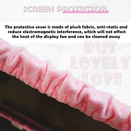 Kakurookie 27'' - 34'' Computer Monitor Protective Cover with Cat Ear Design, Cute Pink Monitor Dust Cover with Furry Design, Elastic Dustproof, Suitable for PC, Tablet, TV (27-34in, Pink)