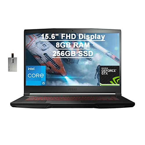 2022 MSI GF63 Thin Gaming 15.6" FHD Laptop Computer, Intel Core i5-10300H Processor, 8GB DDR4 RAM, 256GB PCIe SSD, Backlit Keyboard, GeForce GTX1650 Max-Q Graphics, HDMI, Win 10, Black, 32GB USB Card