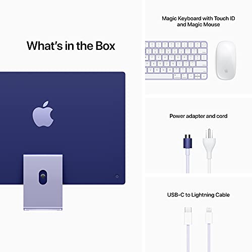 2021 Apple iMac (24-inch, Apple M1 chip with 8‑core CPU and 8‑core GPU, 8GB RAM, 256GB) - Purple