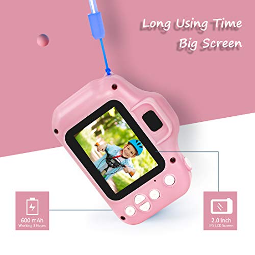 Digital Camera for Kids,hyleton 1080P FHD Kids Digital Video Camera Camcorder for 3-10 Years Girls Gift with 32GB SD Card & 2 Inch IPS Screen (Pink)