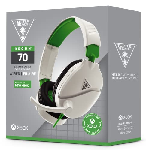 Turtle Beach Recon 70 Xbox Gaming Headset for Xbox Series X, Xbox Series S, Xbox One, PS5, PS4, PlayStation, Nintendo Switch, Mobile, & PC with 3.5mm - Flip-to-Mute Mic, 40mm Speakers - White