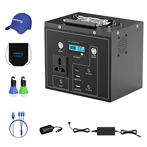 Portable Power Station for Camping: enelong Electric Solar Generator with AC & DC Outlet,294Wh Backup Lithium Battery Pack quiet with 2 USB,Rechargeable Bank Supply for CPAP RV Home Emergency