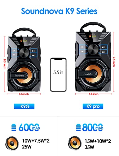 25W(35W Peak) Portable Bluetooth Speaker, Loud Party Wireless Speaker with 10W Subwoofer 6000mah Libattery LCD Display Light Mic AUX Remote Control U Disk TF Card, for Home Outdoor Pool Beach Camping.