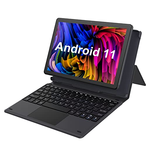 10.1 inch Tablet, 2in1 Android 11 Tablet, 3GB RAM, 64GB ROM, 13MP Rear Camera, Octa-Core Processor, 1920x1200 IPS Touchscreen Large Tablet Laptop, Keyboard, 6000mAh Battery, WiFi& BT4.2 (Sliver)