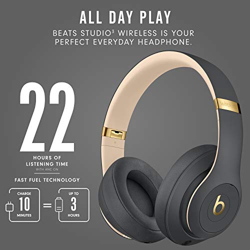 Beats Studio3 Wireless Noise Cancelling Over-Ear Headphones - Apple W1 Headphone Chip, Class 1 Bluetooth, 22 Hours of Listening Time, Built-in Microphone - Shadow Gray (Latest Model) - AOP3 EVERY THING TECH 