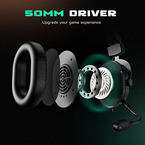 FIFINE Gaming Headset for PC-Wired Headphones with Microphone-7.1 Surround Sound Computer USB Headset for Laptop, Streaming Headphones on PS4/PS5, with EQ Mode, RGB, Soft Ear Pads - AmpliGame H6