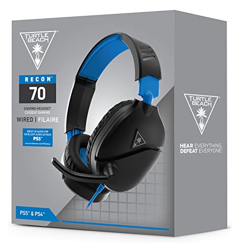 Turtle Beach Recon 70 PlayStation Gaming Headset for PS5, PS4, Xbox Series X, Xbox Series S, Xbox One, Nintendo Switch, Mobile, & PC with 3.5mm - Flip-to-Mute Mic, 40mm Speakers, 3D Audio – Black