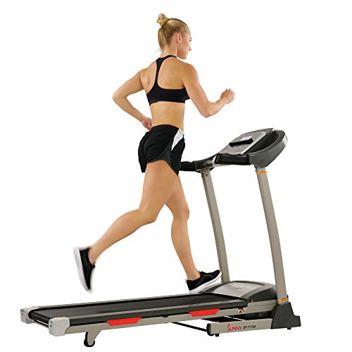 Sunny Health & Fitness Portable Treadmill with Auto Incline, LCD, Smart APP and Shock Absorber - SF-T7705