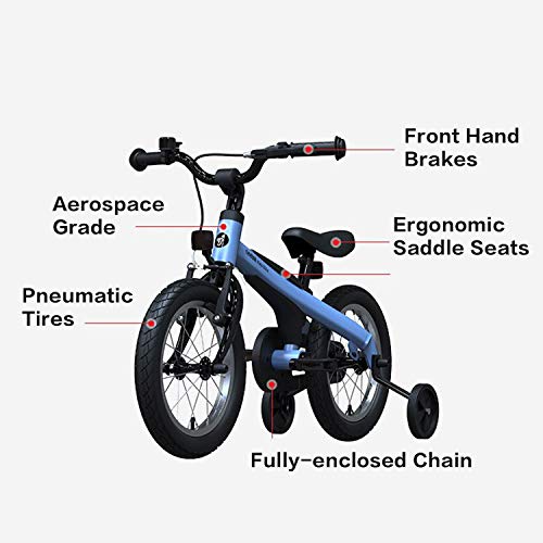 Segway Ninebot Kid’s Bike for Boys and Girls, 14 inch with Training Wheels, Blue