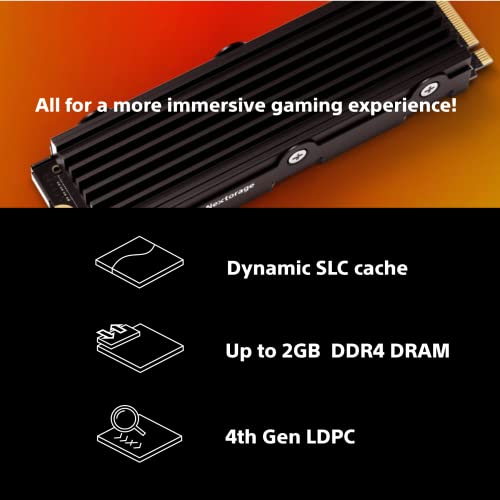 Nextorage Internal SSD 2TB for PS5 and PC Memory Expansion M.2 2280 with Heatsink PCIe Gen4.0 NVMe NEM-PA2TB/N SYM Maximum Transfer Rate Read: 7300MB/s, Write: 6900MB/s